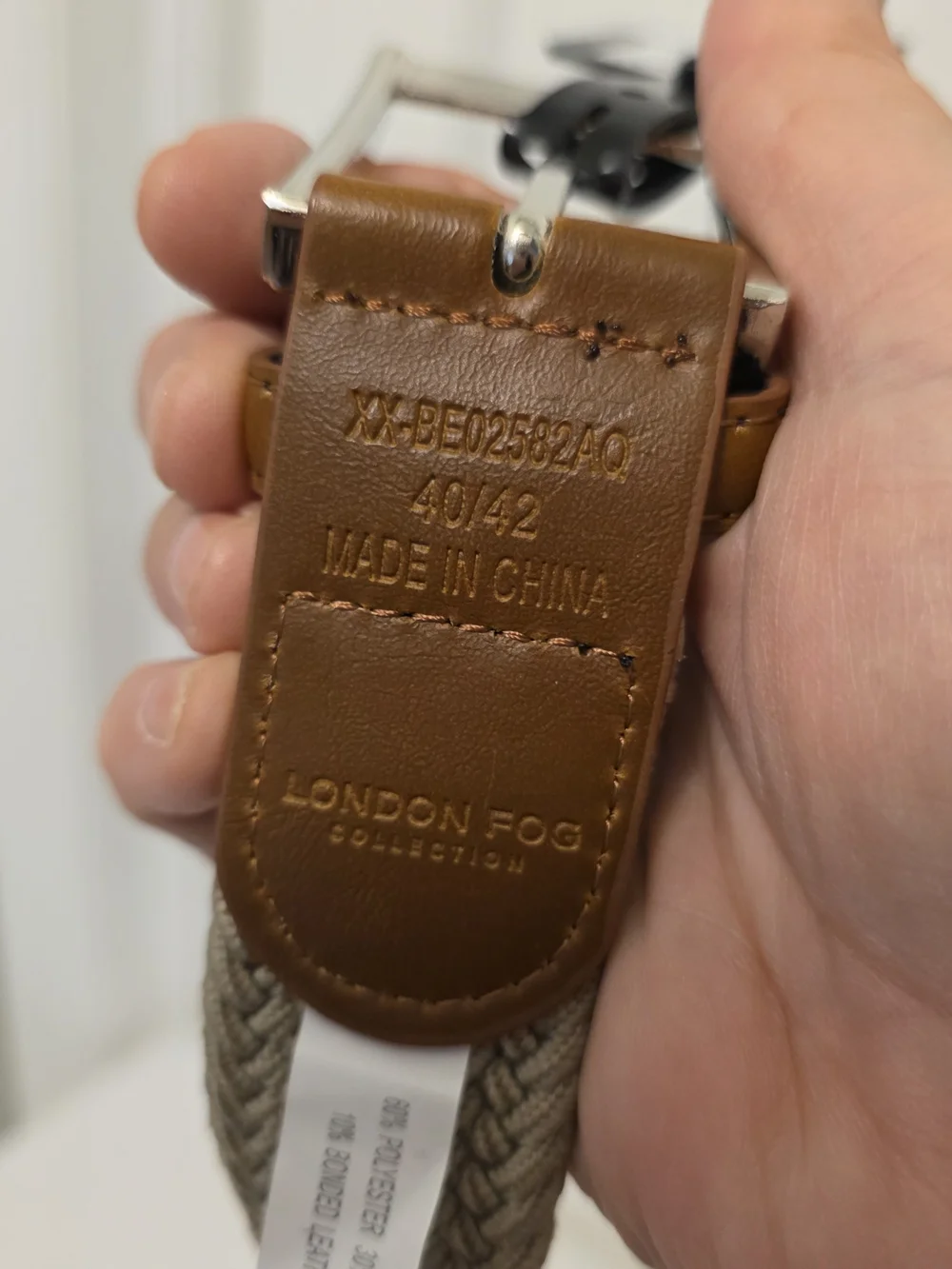 NWT London Fog Collection Men’s Beige Braided Stretch Belt Trim Ret. $28 Sz40/42